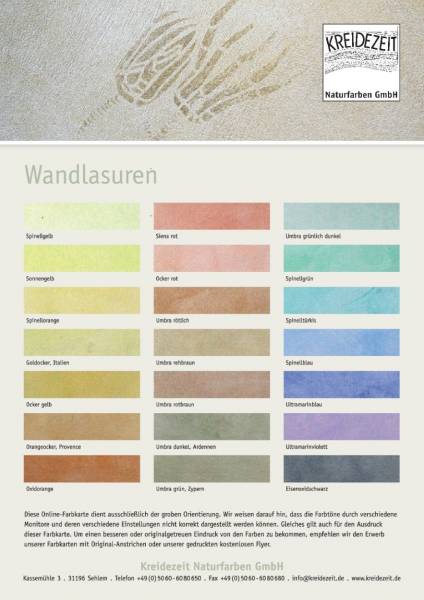Farbkarte Wandlasuren