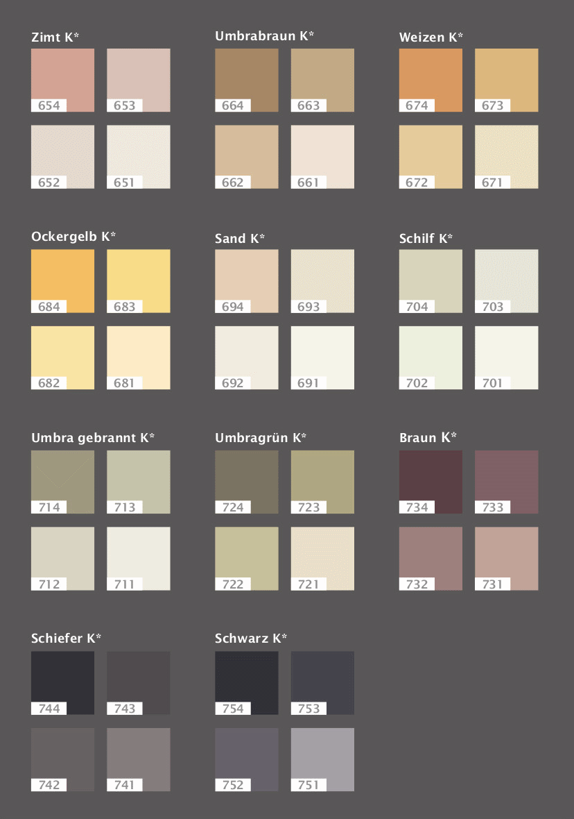 Casa-Natura-Farbkarte Pigmente | Kalkdesign+mehr Naturfarben, Lehm-und